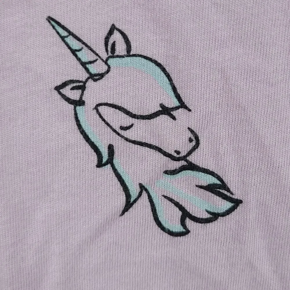 Justice Girls 10 Lavender Purple Unicorn Shine Bright Tee Long Slv T-Shirt